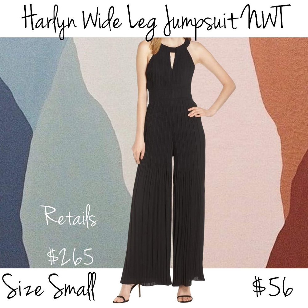 Harlyn Black Crepe Wide Leg Jumpsuit NWT